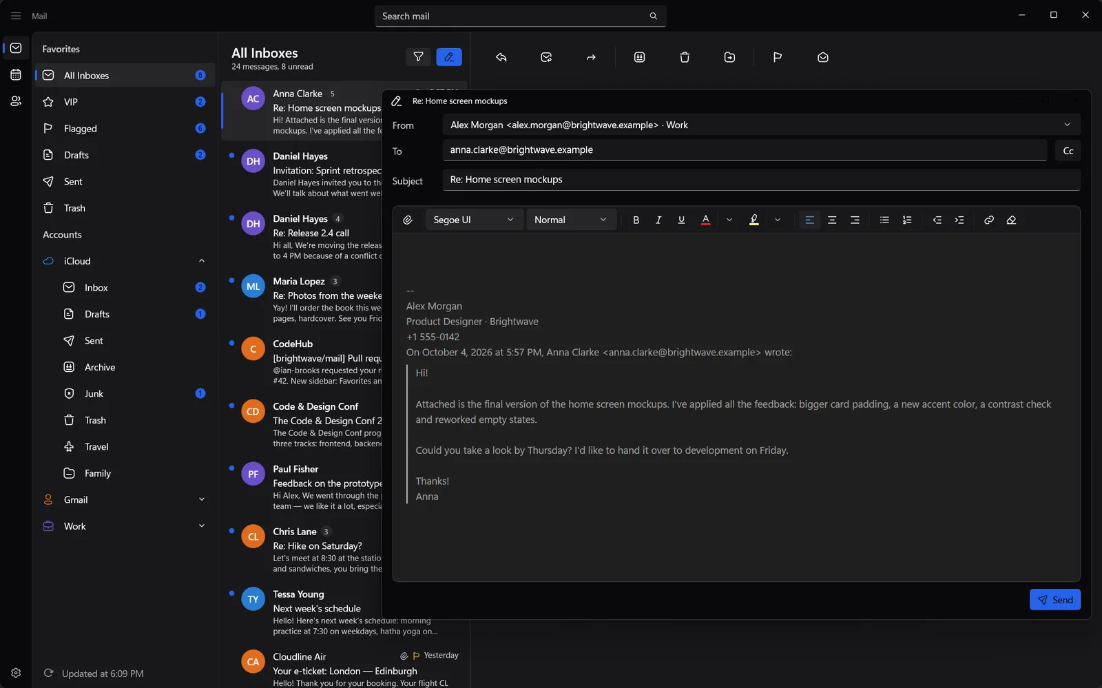 Writing a new message in Vaimail